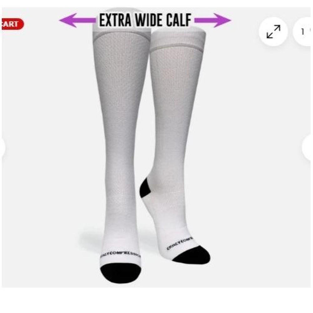 3 pack Crazy Compression Wide Calf White OTC Compression Knee Socks sz XS